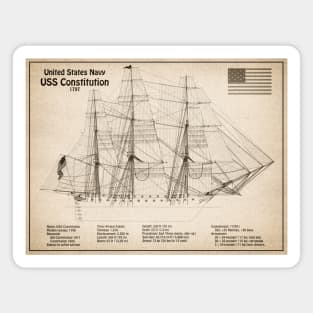 USS Constitution frigate blueprint plan - SD Magnet